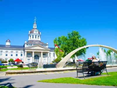 sitting on a park bench