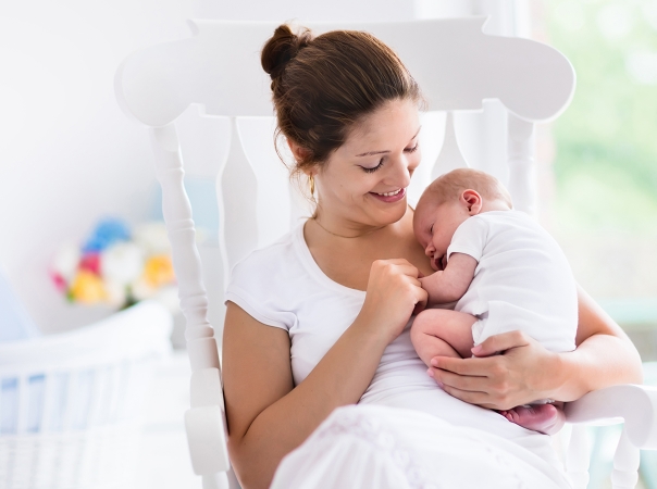 Woman holding a baby